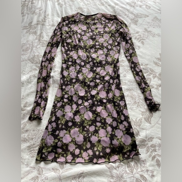 Only Hearts UO Double Mesh Sheer Floral Midi Dress Small Feminine Dainty Fairy - Picture 4 of 9